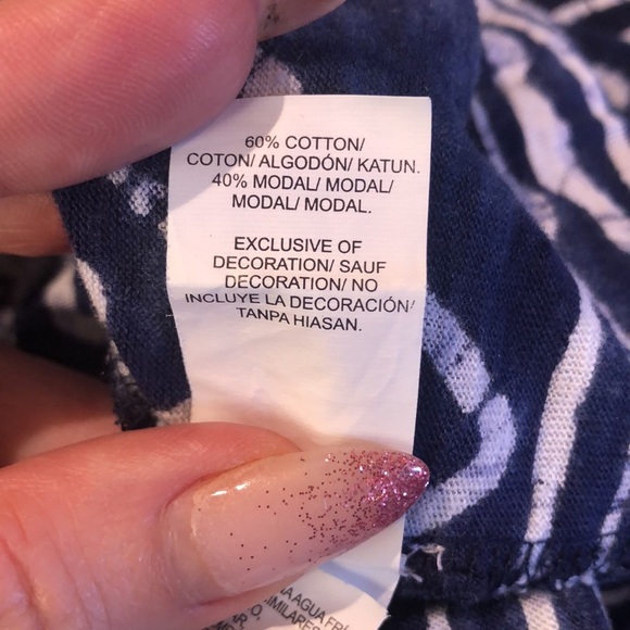 Lucky Brand like new blue white batik print stretch cotton modal midi tassels L - Picture 8 of 9